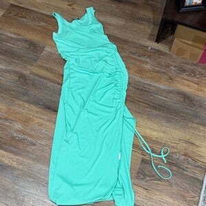 Elegant Asymmetrical Sleeveless Green Dress